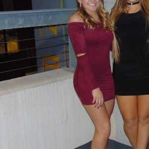 burgundy velvet dress